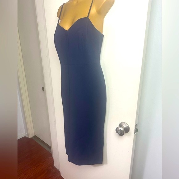 Likely NavyBlue Spaghetti Strap Rayon Poly Blend Side Slits Women’s Dress Size 6 - Picture 3 of 15